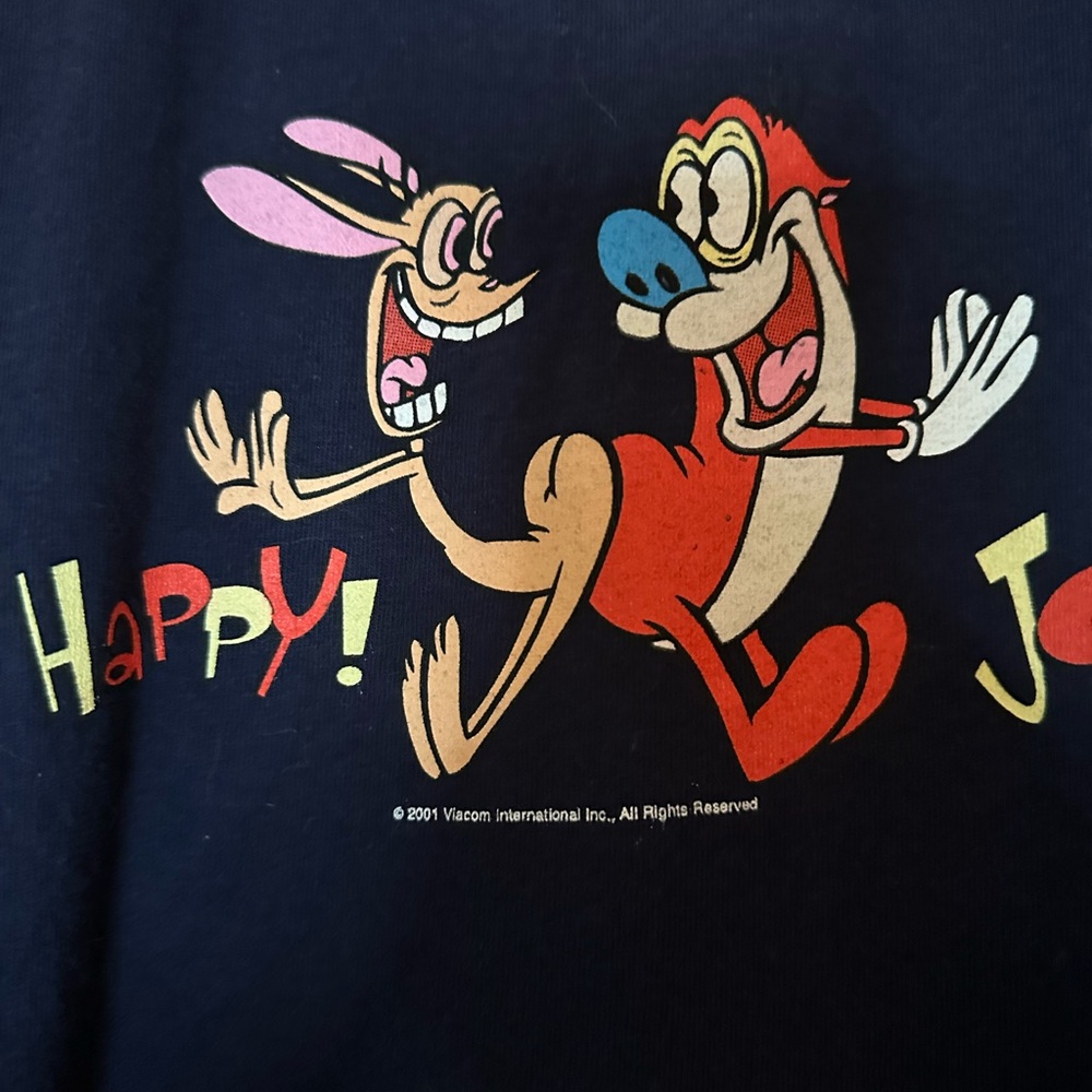 Vintage 2001 Y2K The REN and Stimpy Show Navy Crewneck T Shirt Adult XL - Picture 5 of 7
